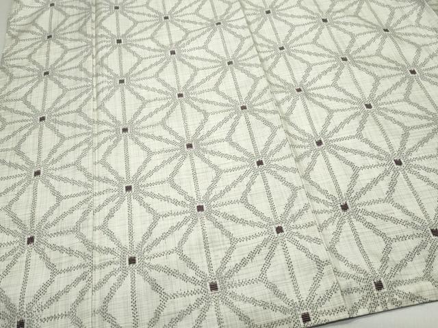 平和屋着物●上質な紬　麻の葉文様　正絹　逸品　CAAZ0871vf