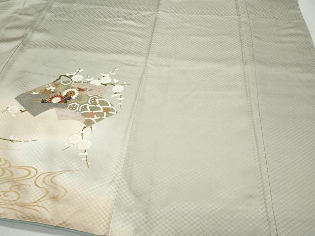 平和屋着物●訪問着　絵巻飛鶴草花文　金彩　正絹　逸品　CAAZ0873vf