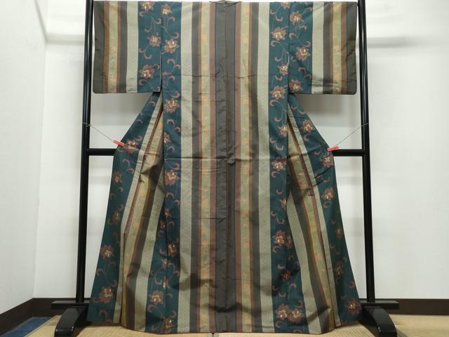 平和屋着物●上質な紬　更紗花唐草文　正絹　逸品　CAAZ0880vf