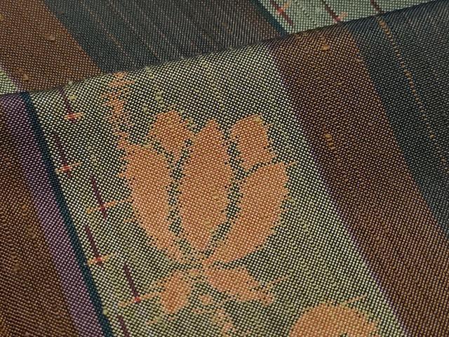 平和屋着物●上質な紬　更紗花唐草文　正絹　逸品　CAAZ0880vf