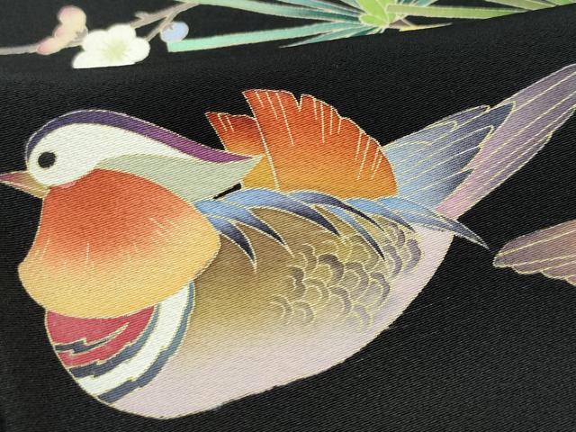 平和屋着物●豪華黒留袖　友禅　作家物　鴛鴦陶器草花文　正絹　逸品　CAAZ0881vf
