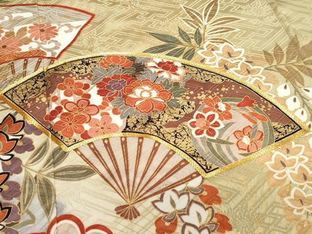 平和屋着物●豪華振袖　駒刺繍　扇面花丸文　金彩　正絹　逸品　CAAZ0901vf