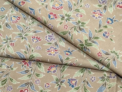 平和屋着物●上質な小紋 紬地 型染め 更紗草花文 正絹 逸品 未使用 CAAZ0904vf