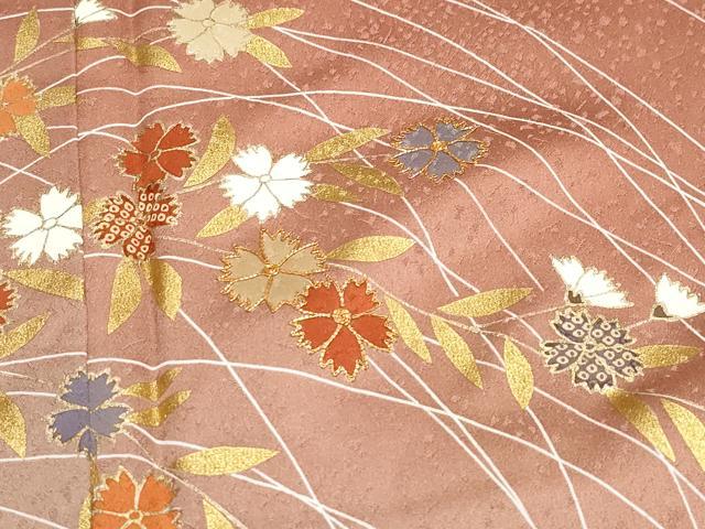 平和屋着物●訪問着　駒刺繍　草花文　暈し染め　金彩　正絹　逸品　CAAZ0906vf