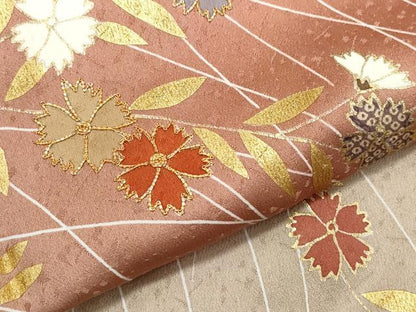 平和屋着物●訪問着　駒刺繍　草花文　暈し染め　金彩　正絹　逸品　CAAZ0906vf