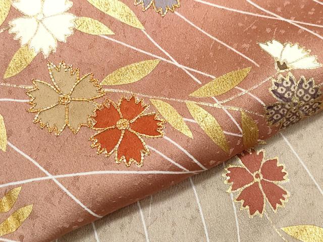 平和屋着物●訪問着　駒刺繍　草花文　暈し染め　金彩　正絹　逸品　CAAZ0906vf