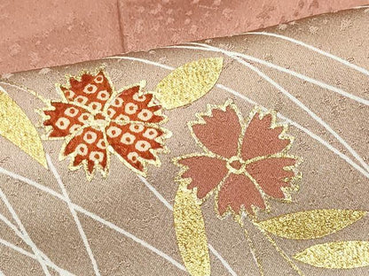 平和屋着物●訪問着　駒刺繍　草花文　暈し染め　金彩　正絹　逸品　CAAZ0906vf
