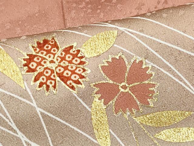 平和屋着物●訪問着　駒刺繍　草花文　暈し染め　金彩　正絹　逸品　CAAZ0906vf