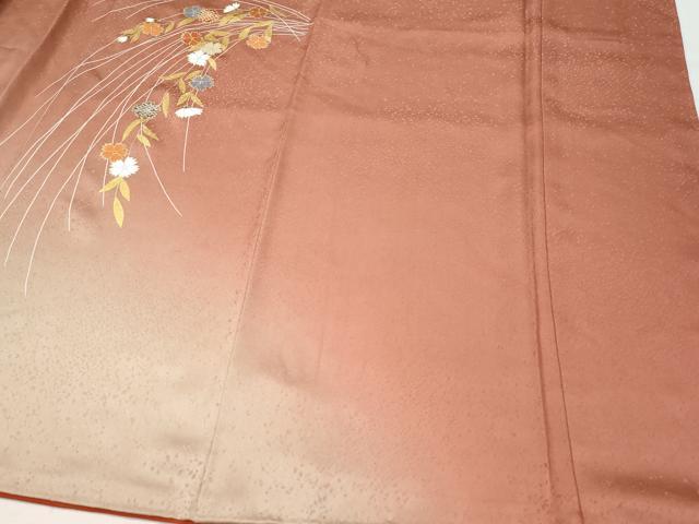 平和屋着物●訪問着　駒刺繍　草花文　暈し染め　金彩　正絹　逸品　CAAZ0906vf