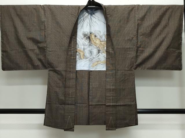平和屋着物●男性　紬　アンサンブル　霞文　正絹　逸品　CAAZ0917vf