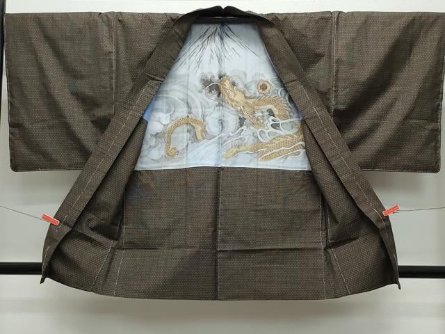 平和屋着物●男性　紬　アンサンブル　霞文　正絹　逸品　CAAZ0917vf