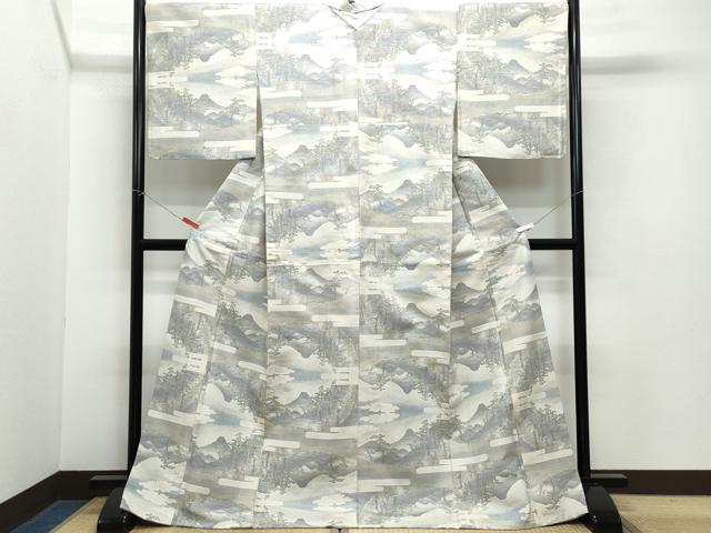 平和屋着物●上質な紬 人物草木文 正絹 逸品 CAAZ0925vf