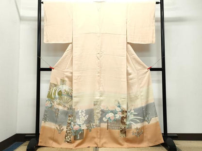平和屋着物●豪華色留袖　刺繍　扇面鳳凰草花文　金彩　正絹　逸品　未使用　CAAZ0927vf