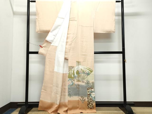 平和屋着物●豪華色留袖　刺繍　扇面鳳凰草花文　金彩　正絹　逸品　未使用　CAAZ0927vf