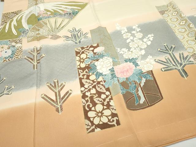 平和屋着物●豪華色留袖　刺繍　扇面鳳凰草花文　金彩　正絹　逸品　未使用　CAAZ0927vf