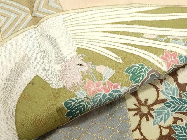 平和屋着物●豪華色留袖　刺繍　扇面鳳凰草花文　金彩　正絹　逸品　未使用　CAAZ0927vf