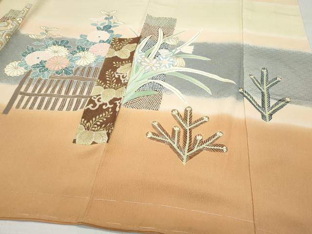 平和屋着物●豪華色留袖　刺繍　扇面鳳凰草花文　金彩　正絹　逸品　未使用　CAAZ0927vf