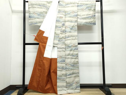 平和屋着物●上質な紬　遠山文　正絹　逸品　CAAZ0934vf