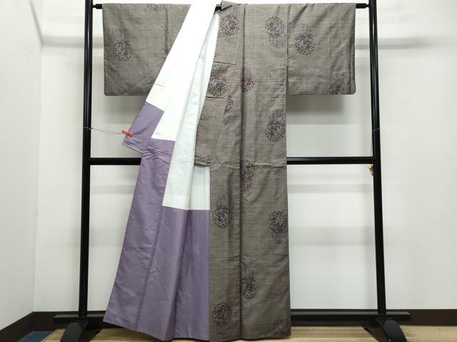 平和屋着物●本場大島紬　9マルキ　雪輪風景枝葉文　正絹　逸品　CAAZ0937vf