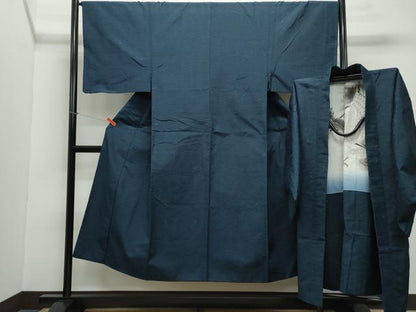 平和屋着物●男性　髭紬　アンサンブル　霞文　正絹　逸品　CAAZ0955vf