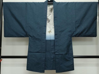 平和屋着物●男性　髭紬　アンサンブル　霞文　正絹　逸品　CAAZ0955vf
