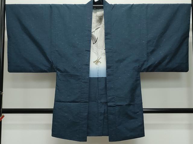 平和屋着物●男性　髭紬　アンサンブル　霞文　正絹　逸品　CAAZ0955vf