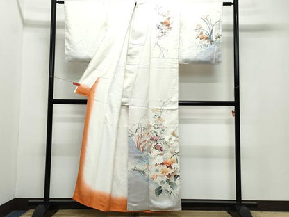 平和屋着物●訪問着 鴛鴦草花文 正絹 逸品 CAAZ0962vf