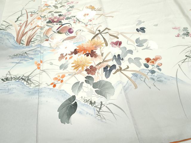平和屋着物●訪問着 鴛鴦草花文 正絹 逸品 CAAZ0962vf