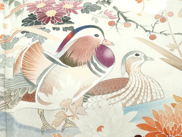 平和屋着物●訪問着 鴛鴦草花文 正絹 逸品 CAAZ0962vf