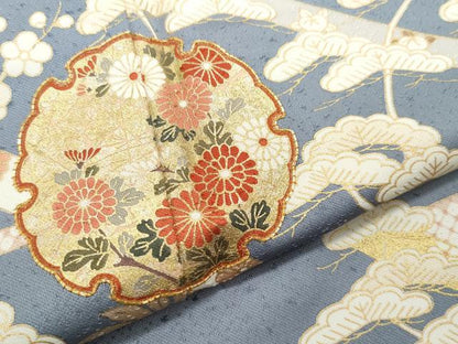 平和屋着物●銀座きしや 訪問着 駒刺繍 雪輪松花文 金彩 正絹 逸品 CAAZ0968vf