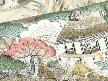 平和屋着物●訪問着 刺繍 風景草花文 金銀彩 正絹 逸品 CAAZ0975vf