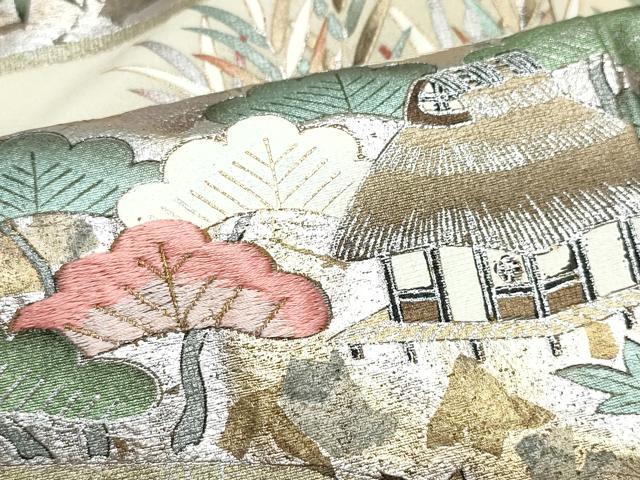 平和屋着物●訪問着 刺繍 風景草花文 金銀彩 正絹 逸品 CAAZ0975vf