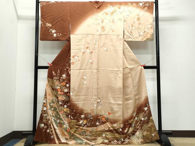 平和屋着物●訪問着 駒刺繍 熨斗草花文 金彩 正絹 逸品 CAAZ0978vf