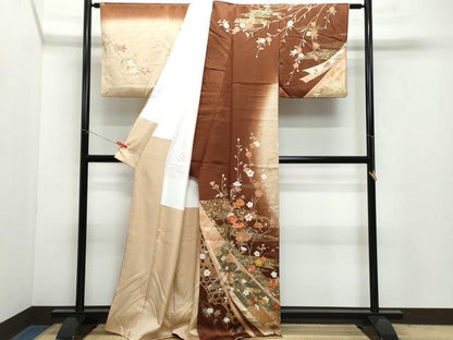 平和屋着物●訪問着 駒刺繍 熨斗草花文 金彩 正絹 逸品 CAAZ0978vf
