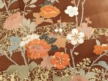 平和屋着物●訪問着 駒刺繍 熨斗草花文 金彩 正絹 逸品 CAAZ0978vf