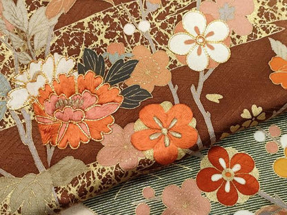 平和屋着物●訪問着 駒刺繍 熨斗草花文 金彩 正絹 逸品 CAAZ0978vf