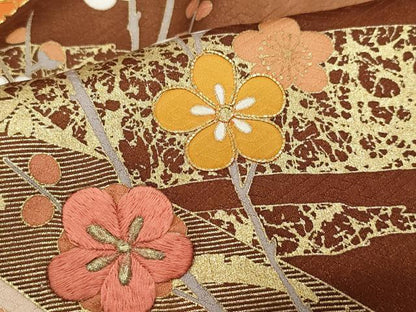 平和屋着物●訪問着 駒刺繍 熨斗草花文 金彩 正絹 逸品 CAAZ0978vf