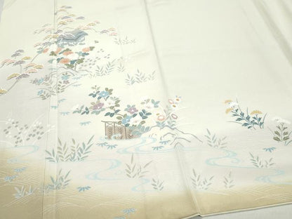 平和屋着物●訪問着　風景草花文　正絹　逸品　CAAZ0983vf