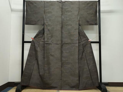 平和屋着物●本場大島紬　9マルキ　檜扇エ霞松笹文　正絹　逸品　CAAZ0991vf