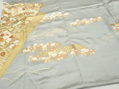 平和屋着物●豪華色留袖 駒刺繍 花筏文 金彩 正絹 逸品 CAAZ0992vf