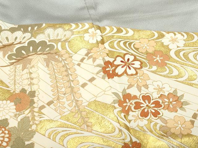 平和屋着物●豪華色留袖 駒刺繍 花筏文 金彩 正絹 逸品 CAAZ0992vf