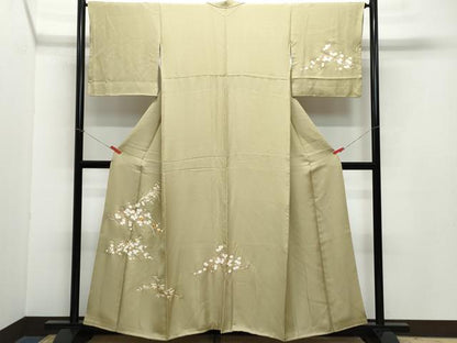 平和屋着物●訪問着　駒刺繍　枝花笹文　金彩　正絹　逸品　CAAZ0994vf