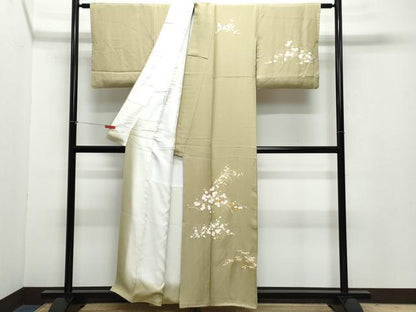 平和屋着物●訪問着　駒刺繍　枝花笹文　金彩　正絹　逸品　CAAZ0994vf