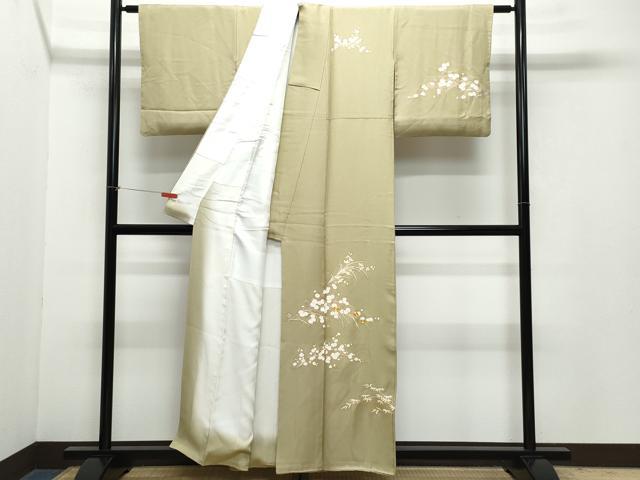 平和屋着物●訪問着　駒刺繍　枝花笹文　金彩　正絹　逸品　CAAZ0994vf
