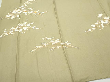 平和屋着物●訪問着　駒刺繍　枝花笹文　金彩　正絹　逸品　CAAZ0994vf