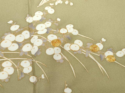 平和屋着物●訪問着　駒刺繍　枝花笹文　金彩　正絹　逸品　CAAZ0994vf