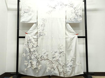 平和屋着物●訪問着 枝花文 銀彩 正絹 逸品 CAAZ0999vf