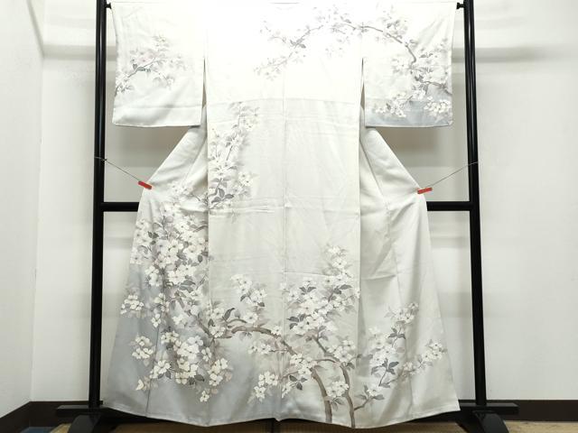 平和屋着物●訪問着 枝花文 銀彩 正絹 逸品 CAAZ0999vf