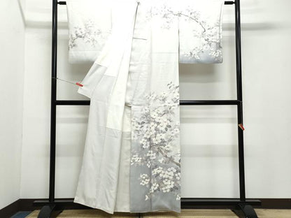 平和屋着物●訪問着 枝花文 銀彩 正絹 逸品 CAAZ0999vf