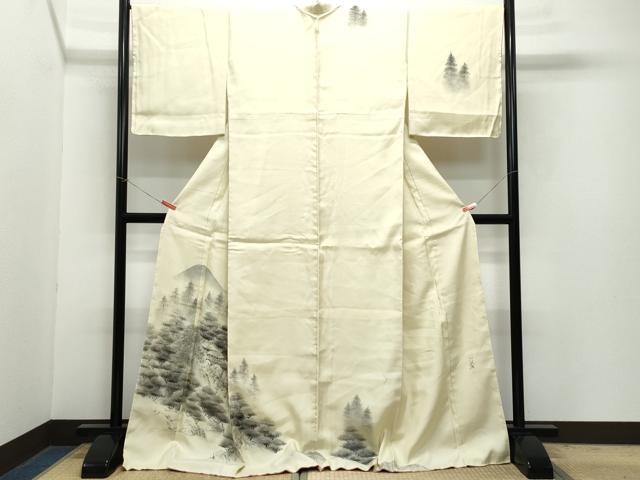 平和屋着物●訪問着 作家物・阿部武 紬地 手描き 遠山風景草木文 正絹 逸品 CAAZ1012vf